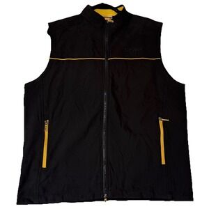 Stryker Men's Vest Size Large Black w Yellow Full Zip with Pockets Polyester